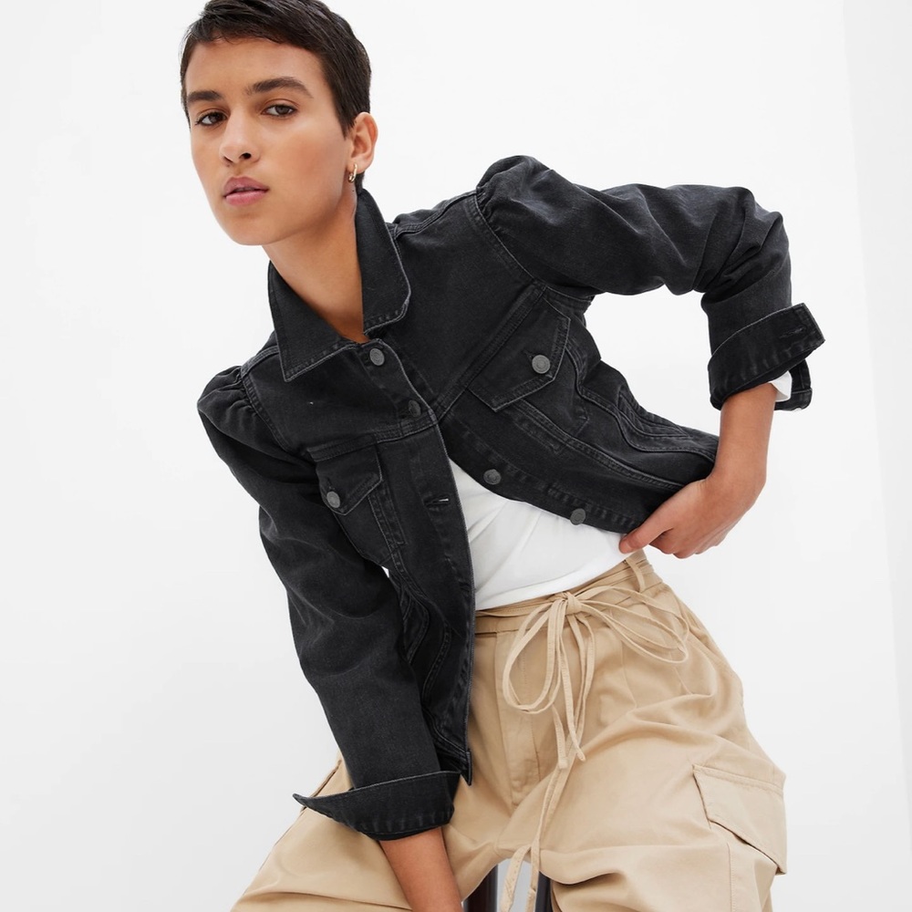 Gap puff sleeve denim jacket